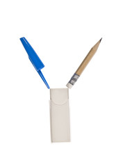 The letter 'Y' made of office supplies