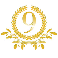 9-Lorbeerkranz mit Eichenblatt Dekor