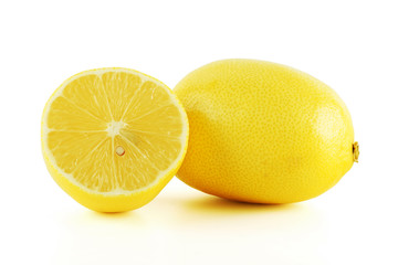 Fresh lemons isolated on white background