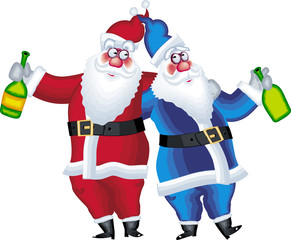 Two drunken Santa Clauses