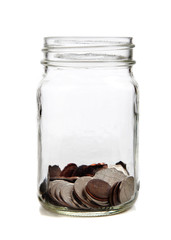 Glass jar of coins