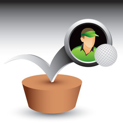 Golfer and ball bouncing