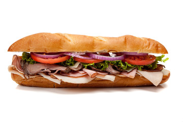 Submarine sandwich on a white background