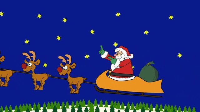 Weihnachtsmann im Rentierschlitten