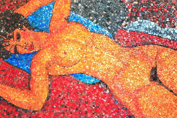 Fototapeta Frau, Mosaik, liegender Akt, Spilimbergo, mosaici,Friuli,Italia obraz