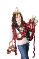 A model with christmas decorations