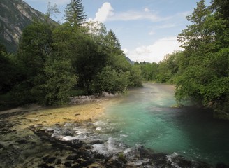 Naklejka na ściany i meble river Savica above lake Bohinj