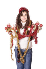 A model with christmas decorations