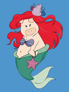 Little mermaid pig