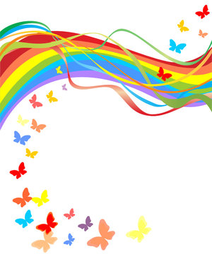 Rainbow and butterflies
