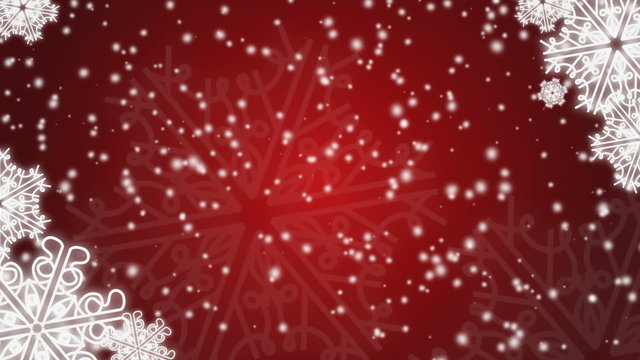 red christmas background with snowflakes and crystals