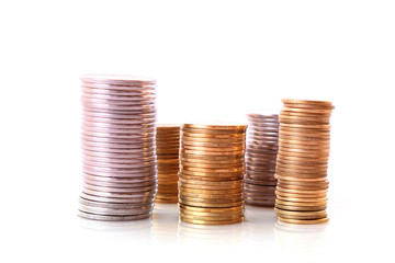 Coins isolated on white background