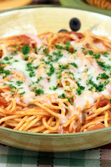 Exquisite  pasta with  fresh tomatoes sauce