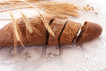 Fresh bread over white background