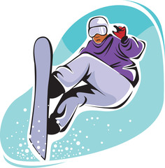 Drawing of jumping snowboarder