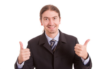 Business man showing thumbs up