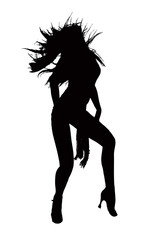 silhouette dancer in action isolated on white