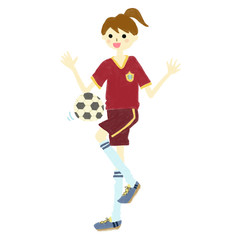 サッカーをする女の子