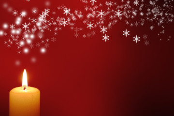 christmas background - candle, snowflakes and stars
