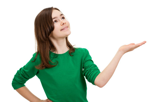 Girl Pointing Isolated On White Background