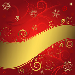 Red christmas background with golden frame