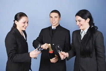 Happy business people celebration