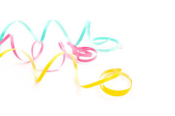 colorful streamers on white background