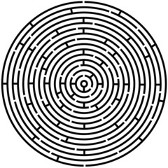 Vector illustration of simple maze circle labyrinth