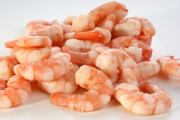 some fresh organic prawns ready to eat