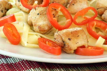 home made tagliatelle with red organic paprika