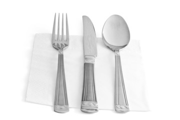 kitchen utensils. fork, knife and spoon