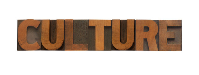 the word culture in old wood type