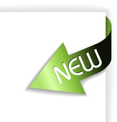 New green corner ribbon - arrow