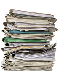 Finance documents on white background