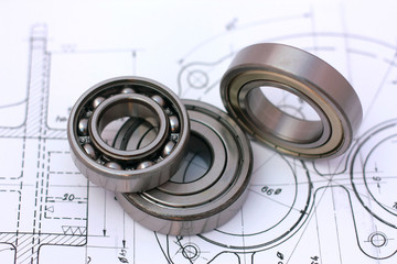 Ball bearings on technical drawing