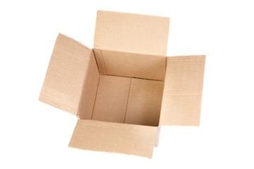 Empty cardboard boxes with lids open
