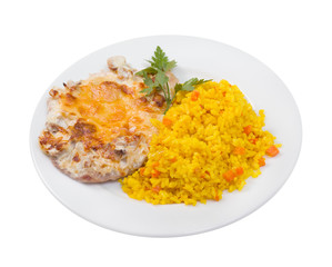 baked meat with rice  indian curry