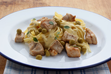 home made tagliatelle with organic pork goulash