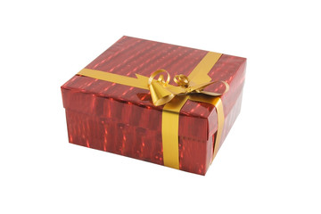 Red gift box isolated on the white