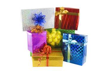 Color gift boxes isolated on the white