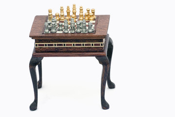 mesa de ajedrez en miniatura