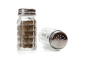 Crystal salt and pepper shaker on white