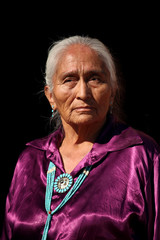 Navajo Elder Wearing Handmade Traditional Turquoise Jewelry - 18061723
