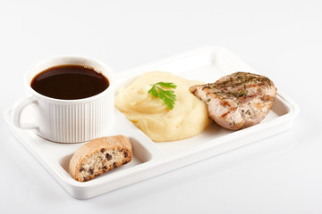 Work lunch tray on white background