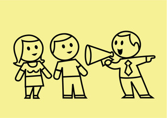 seller speaks in megaphone