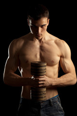 Sexy Muscular Man with Dumbell