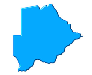 Botswana 3d map with national color