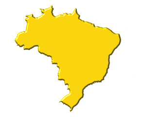 Brazil 3d map with national color