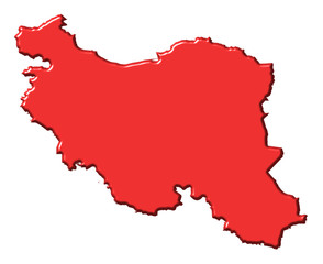 Iran 3d map with national color