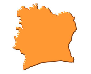 Ivory Coast 3d map with national color